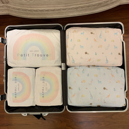 Petit Trouver Rainbow Print Soft Fabric Travel Clothing Storage Organizer Bag