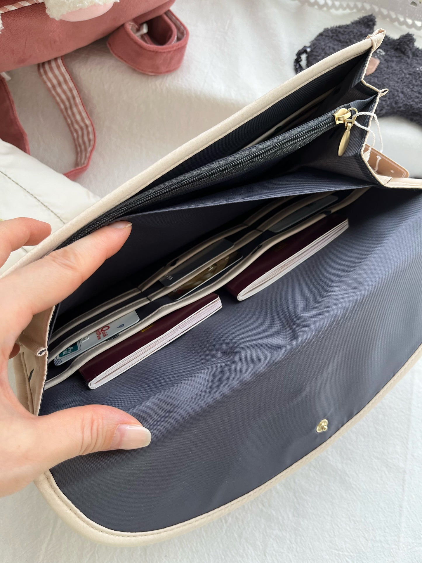 Pregnancy Document Wallet with Cherry Print - Horizontal Card & Record Holder for Expecting Mothers