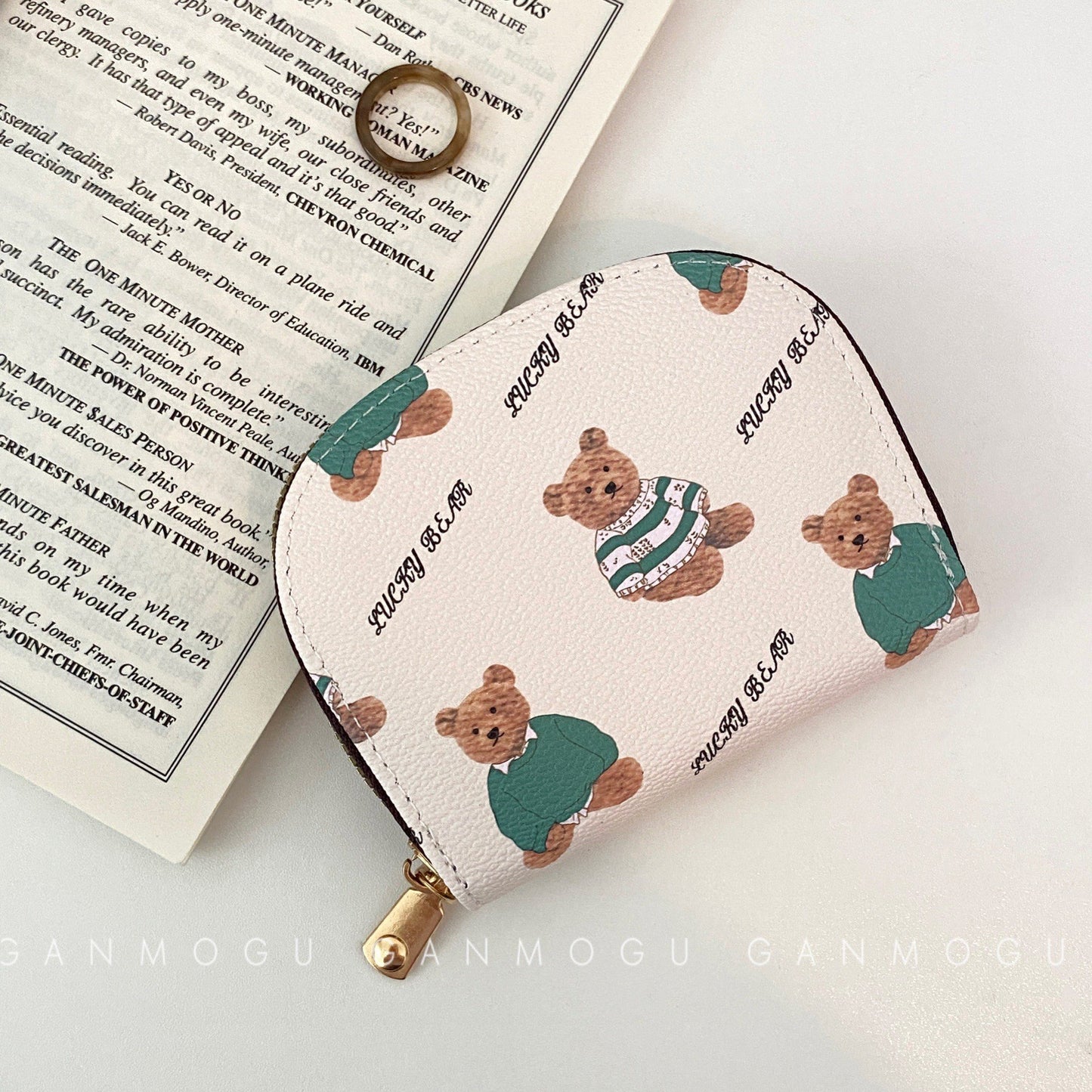 American Style Cute Cartoon Bear Accordion Card Holder, Multi-Card Slots Large Capacity Small Wallet, Lightweight Coin Purse for Women & Girl Students