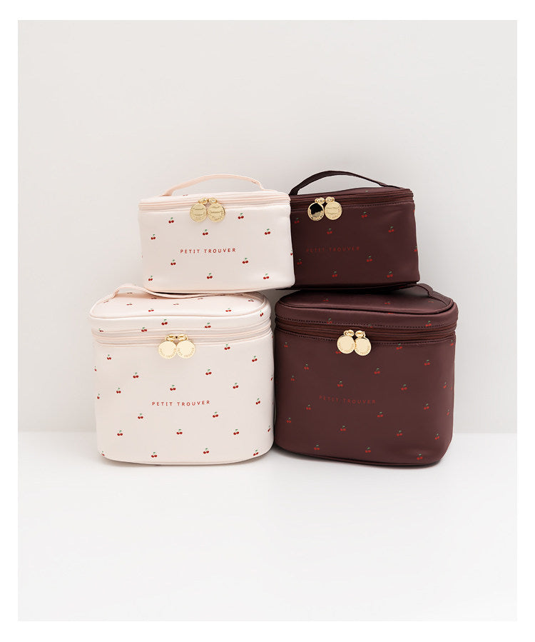 PETIT TROUVER Sweet Lovely Small Chttps://admin.shopify.com/store/abb665-90/productsherry Makeup Organizer - Handheld Bucket Style Cosmetic Storage Pouch