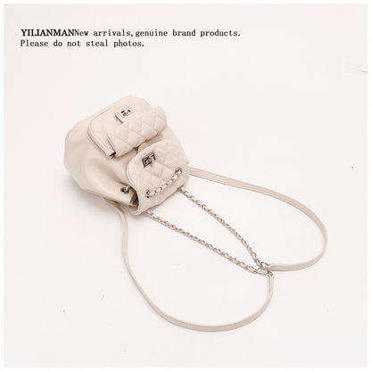 New Arrival Quilted Pattern Chain Backpack for Women, Niche Unique Design Small Shoulder Backpack, Multi-purpose Stylish Top Handle Bag