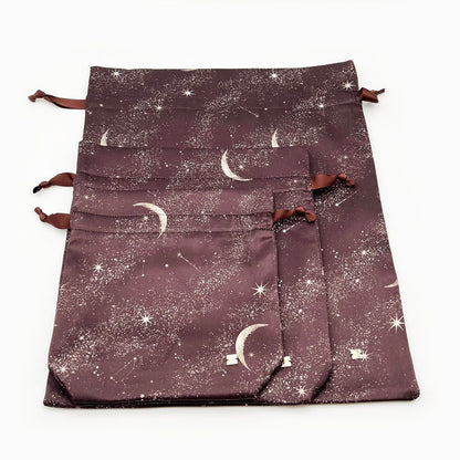 3-Size Pink Drawstring Storage Bag with Cute Chocolate Hearts - Sweet Gift & Organizer Pouch Set