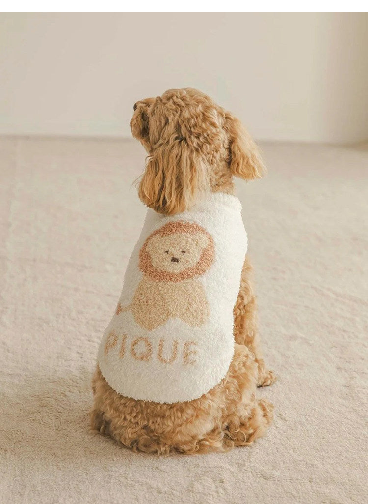 Fluffy Feather Fleece Pet Clothes | Cute Lion, Koala & Bear Printed Outfits for Small Dogs