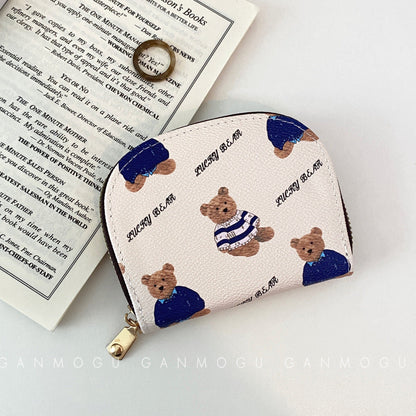 American Style Cute Cartoon Bear Accordion Card Holder, Multi-Card Slots Large Capacity Small Wallet, Lightweight Coin Purse for Women & Girl Students