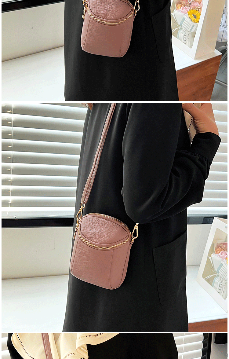 Women's Genuine Cowhide Leather Mini Bag, Trendy Versatile Soft Shoulder & Crossbody Bag, Multi-purpose Women's Cell Phone Bag with Soft Texture