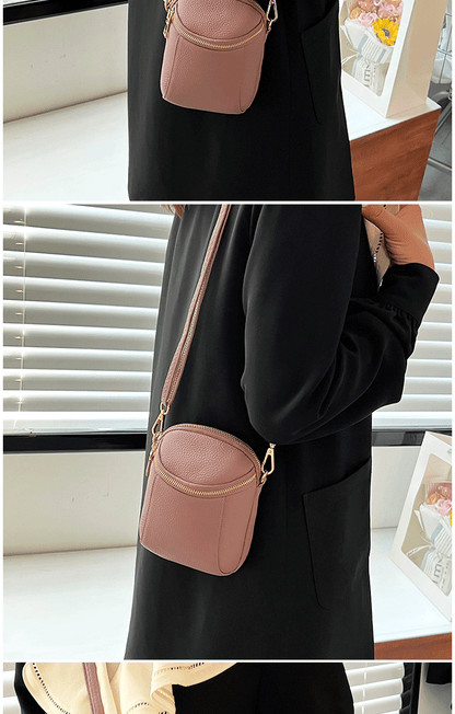 Women's Genuine Cowhide Leather Mini Bag, Trendy Versatile Soft Shoulder & Crossbody Bag, Multi-purpose Women's Cell Phone Bag with Soft Texture