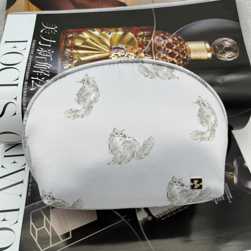 Persian Cat Print Series: Mini Barrel Bag, Makeup Pouch & Tissue Case Set