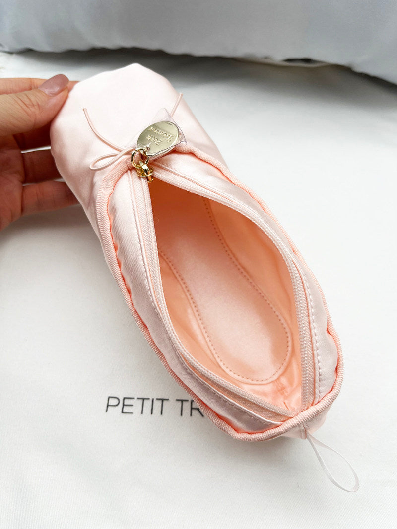 Sweet Ballet Flat-Inspired Makeup Pouch - Cosmetic Brush & Pencil Organizer with Hook