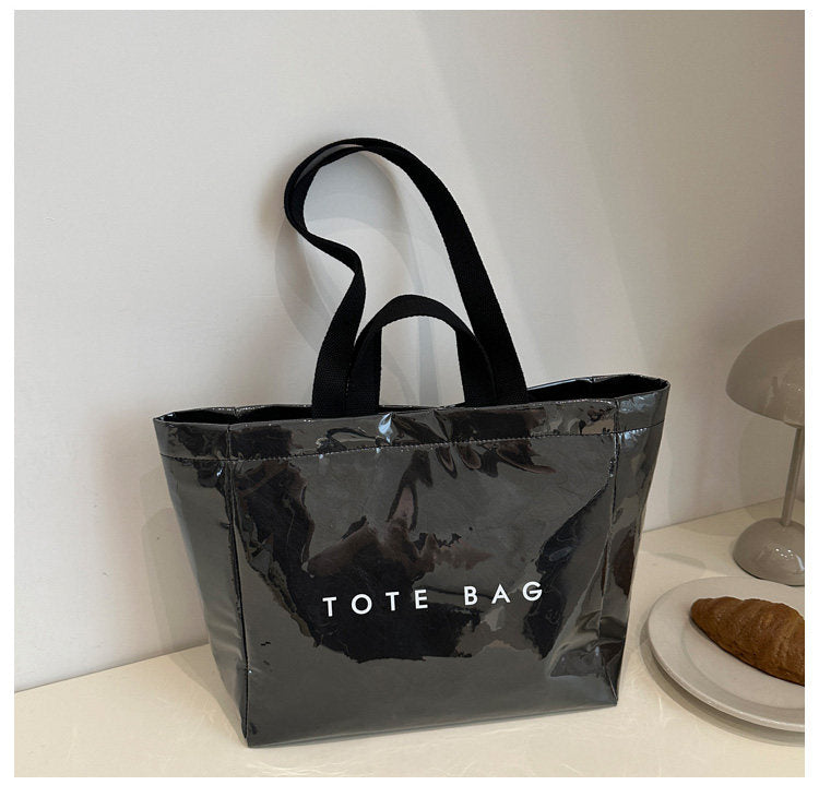 Large Capacity Waterproof Clear PVC Jelly Bag, Tyvek Tote Handbag for Daily Commute, Work, Shopping & Maternity Diaper Use