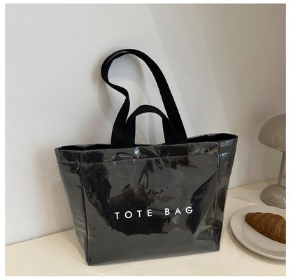 Large Capacity Waterproof Clear PVC Jelly Bag, Tyvek Tote Handbag for Daily Commute, Work, Shopping & Maternity Diaper Use