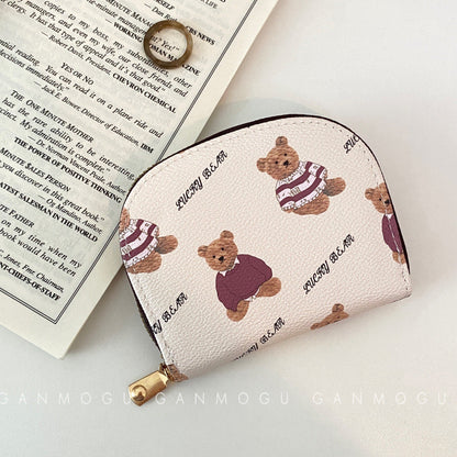American Style Cute Cartoon Bear Accordion Card Holder, Multi-Card Slots Large Capacity Small Wallet, Lightweight Coin Purse for Women & Girl Students