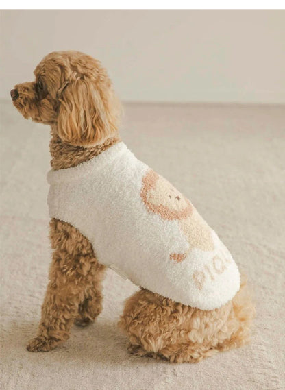 Fluffy Feather Fleece Pet Clothes | Cute Lion, Koala & Bear Printed Outfits for Small Dogs