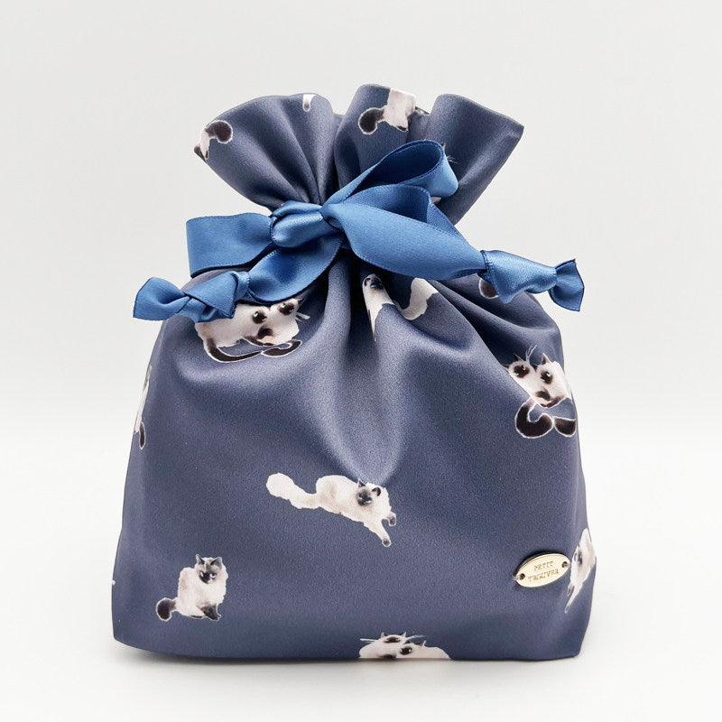 Siamese Cat Print Drawstring Pouch - Portable Jewelry & Makeup Organizer Bag