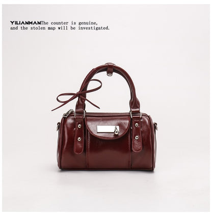 Versatile Vintage Boston Bag for Women, Premium Textured Stylish Small Shoulder Bag, Multi-Wear Daily Crossbody Bag