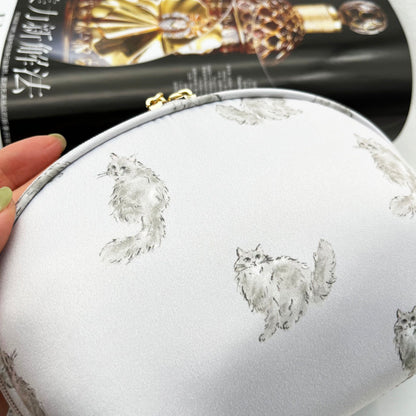 Persian Cat Print Series: Mini Barrel Bag, Makeup Pouch & Tissue Case Set