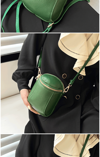 Women's Genuine Cowhide Leather Mini Bag, Trendy Versatile Soft Shoulder & Crossbody Bag, Multi-purpose Women's Cell Phone Bag with Soft Texture