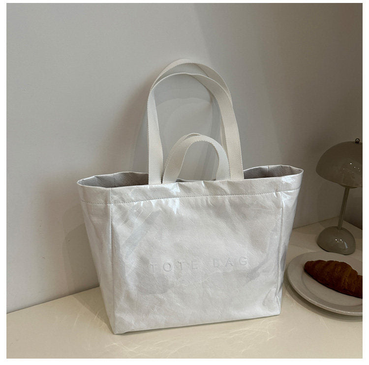 Large Capacity Waterproof Clear PVC Jelly Bag, Tyvek Tote Handbag for Daily Commute, Work, Shopping & Maternity Diaper Use