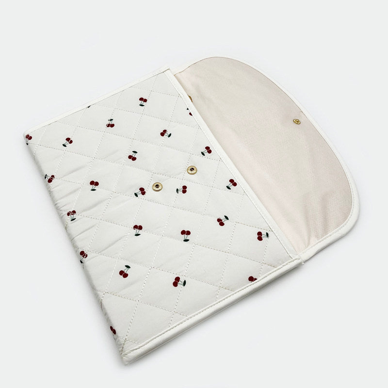 Pregnancy Document Wallet with Cherry Print - Horizontal Card & Record Holder for Expecting Mothers