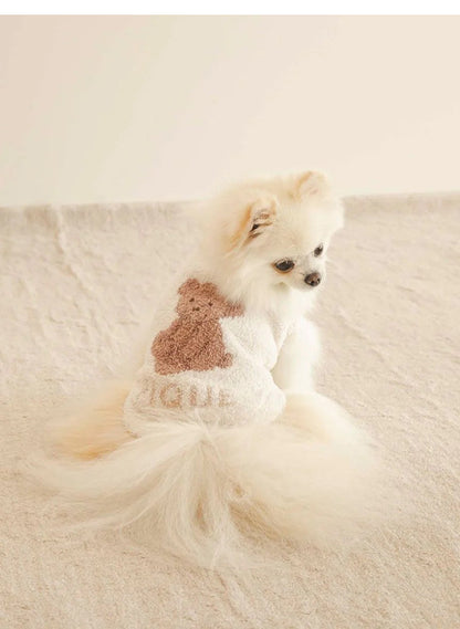 Fluffy Feather Fleece Pet Clothes | Cute Lion, Koala & Bear Printed Outfits for Small Dogs