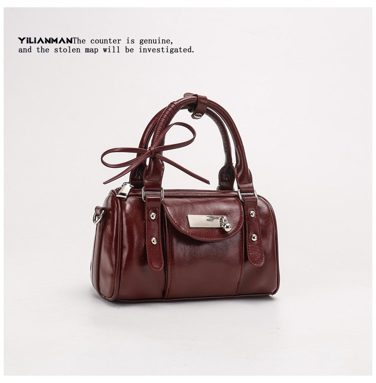 Versatile Vintage Boston Bag for Women, Premium Textured Stylish Small Shoulder Bag, Multi-Wear Daily Crossbody Bag