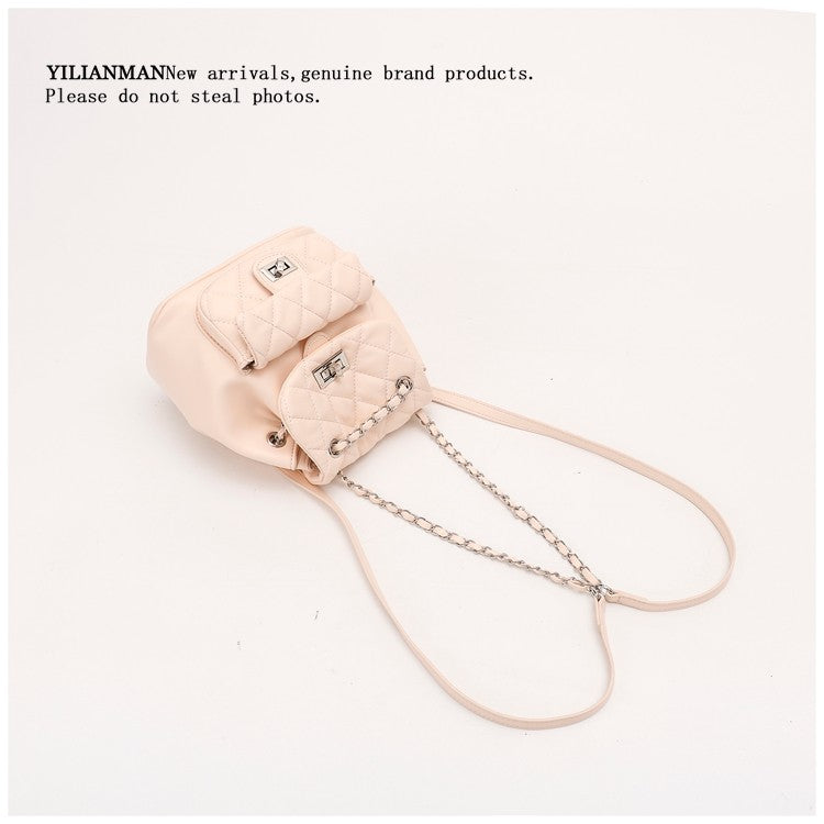 New Arrival Quilted Pattern Chain Backpack for Women, Niche Unique Design Small Shoulder Backpack, Multi-purpose Stylish Top Handle Bag