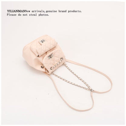 New Arrival Quilted Pattern Chain Backpack for Women, Niche Unique Design Small Shoulder Backpack, Multi-purpose Stylish Top Handle Bag