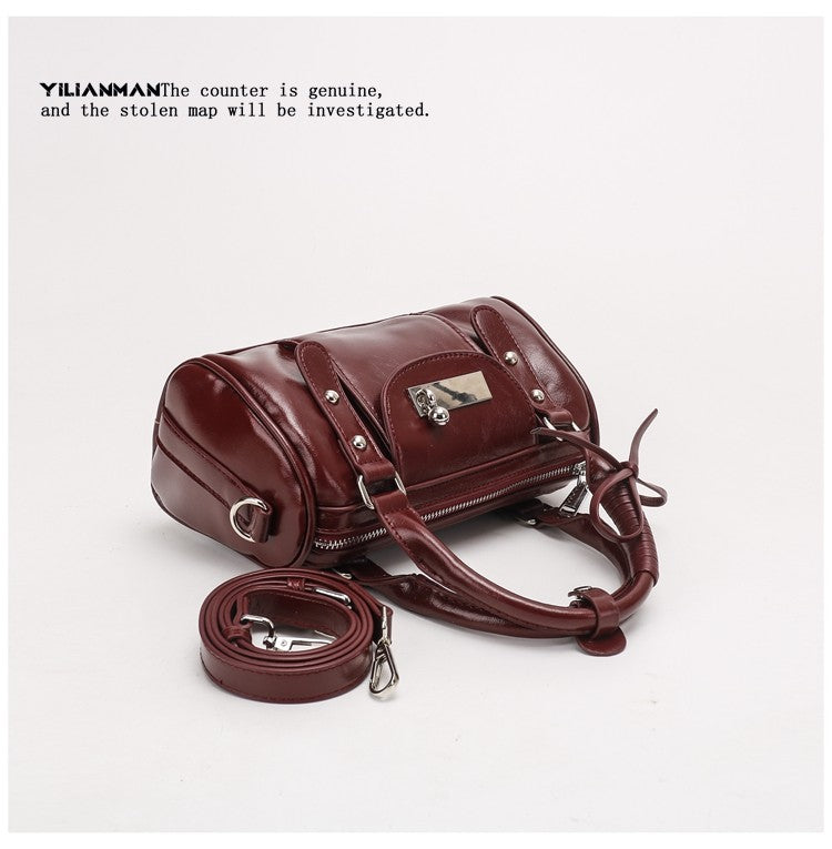 Versatile Vintage Boston Bag for Women, Premium Textured Stylish Small Shoulder Bag, Multi-Wear Daily Crossbody Bag