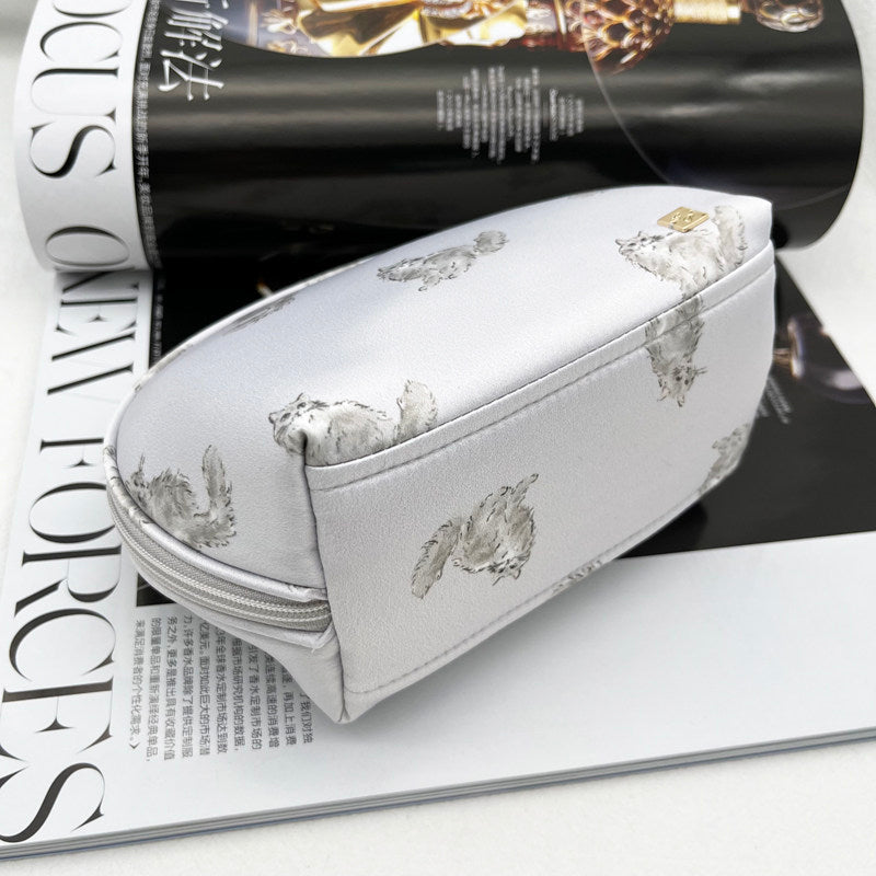 Persian Cat Print Series: Mini Barrel Bag, Makeup Pouch & Tissue Case Set