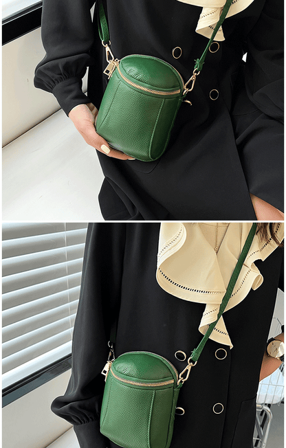 Women's Genuine Cowhide Leather Mini Bag, Trendy Versatile Soft Shoulder & Crossbody Bag, Multi-purpose Women's Cell Phone Bag with Soft Texture