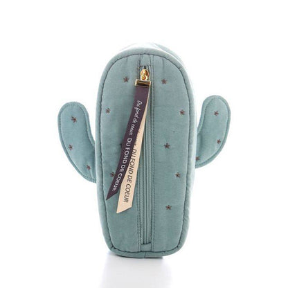 Petit Trouver Cactus Shaped Makeup Bag Ribbon Print Cosmetic Brush Pouch & Clutch