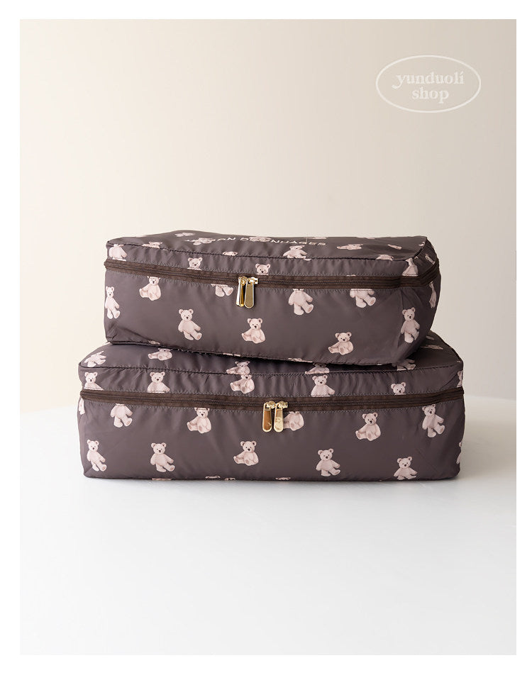 Soft, Cute and Adorable Cartoon Bear-Themed Travel Storage Set: Lightweight Storage Bags for Clothes and Underwear