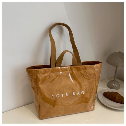 Large Capacity Waterproof Clear PVC Jelly Bag, Tyvek Tote Handbag for Daily Commute, Work, Shopping & Maternity Diaper Use