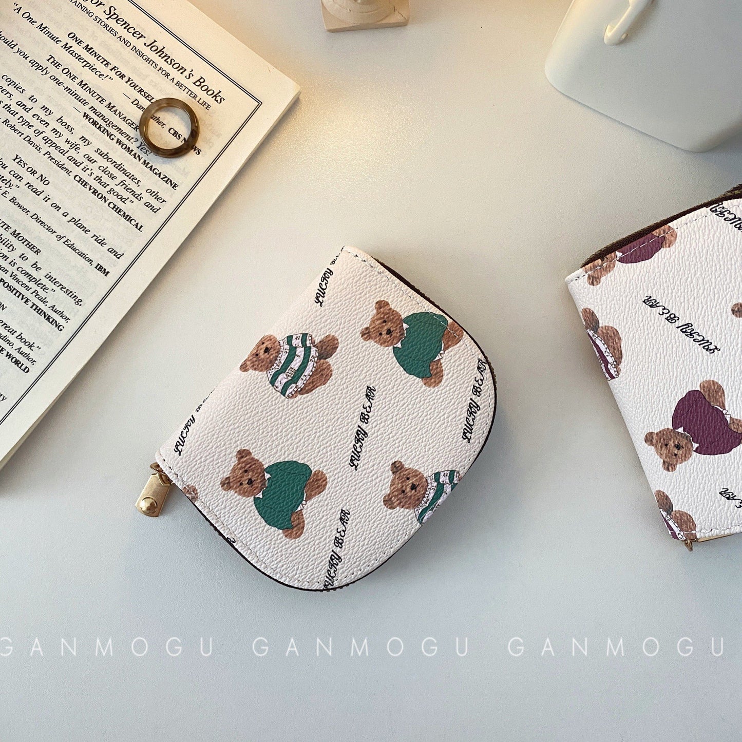 American Style Cute Cartoon Bear Accordion Card Holder, Multi-Card Slots Large Capacity Small Wallet, Lightweight Coin Purse for Women & Girl Students