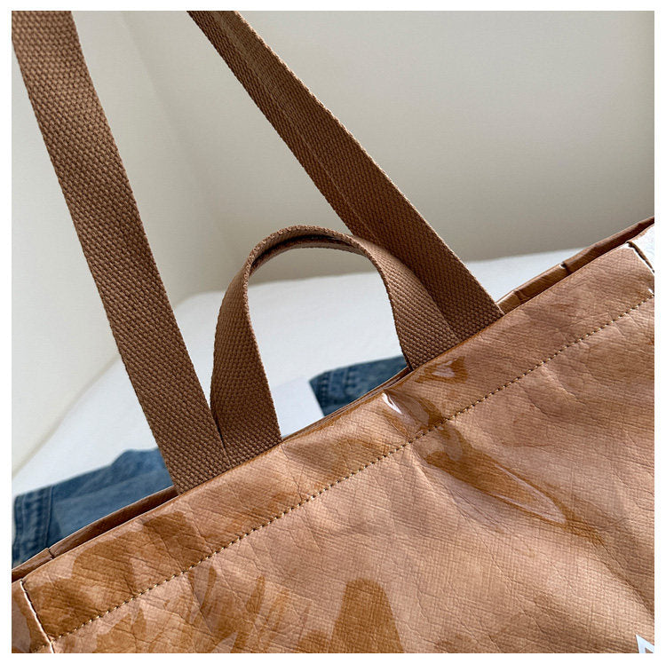 Large Capacity Waterproof Clear PVC Jelly Bag, Tyvek Tote Handbag for Daily Commute, Work, Shopping & Maternity Diaper Use