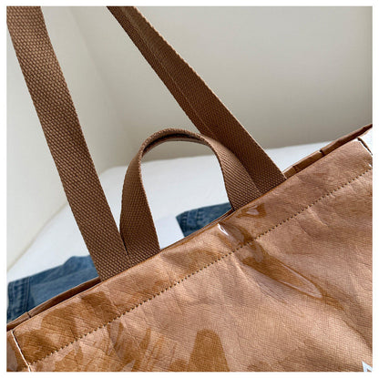 Large Capacity Waterproof Clear PVC Jelly Bag, Tyvek Tote Handbag for Daily Commute, Work, Shopping & Maternity Diaper Use