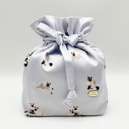 Siamese Cat Print Drawstring Pouch - Portable Jewelry & Makeup Organizer Bag
