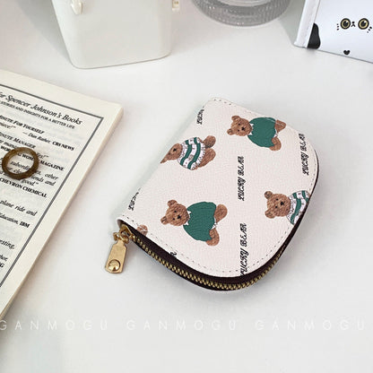 American Style Cute Cartoon Bear Accordion Card Holder, Multi-Card Slots Large Capacity Small Wallet, Lightweight Coin Purse for Women & Girl Students