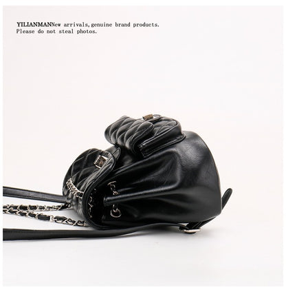 New Arrival Quilted Pattern Chain Backpack for Women, Niche Unique Design Small Shoulder Backpack, Multi-purpose Stylish Top Handle Bag