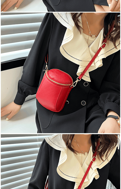 Women's Genuine Cowhide Leather Mini Bag, Trendy Versatile Soft Shoulder & Crossbody Bag, Multi-purpose Women's Cell Phone Bag with Soft Texture