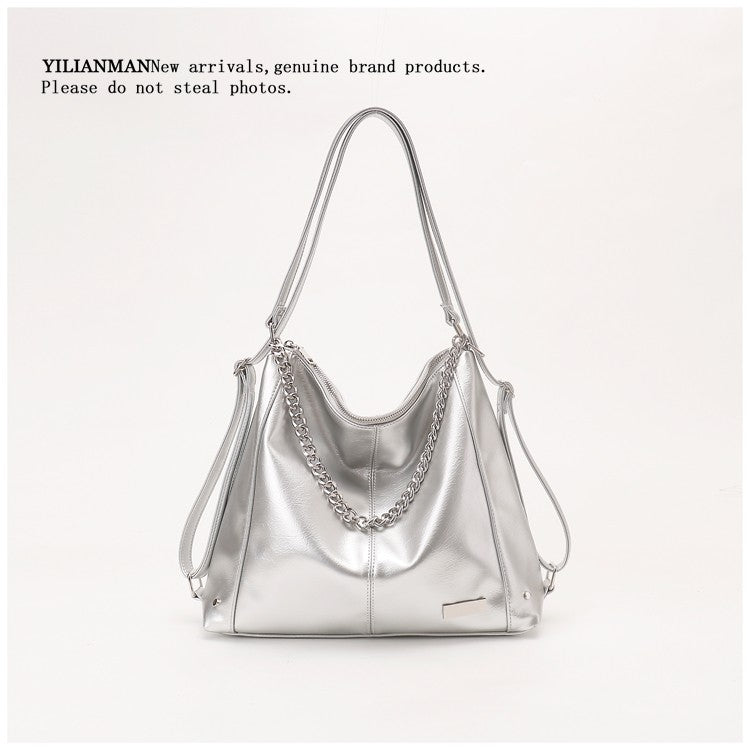 Women's Relaxed Vibe Chain Multi-Functional Tote Bag, Premium Texture Light Luxury Stylish Shoulder Bag, Versatile High-End Daily Commute Handbag