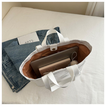 Large Capacity Waterproof Clear PVC Jelly Bag, Tyvek Tote Handbag for Daily Commute, Work, Shopping & Maternity Diaper Use