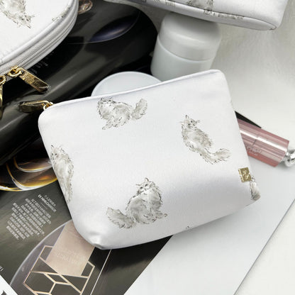 Persian Cat Print Series: Mini Barrel Bag, Makeup Pouch & Tissue Case Set