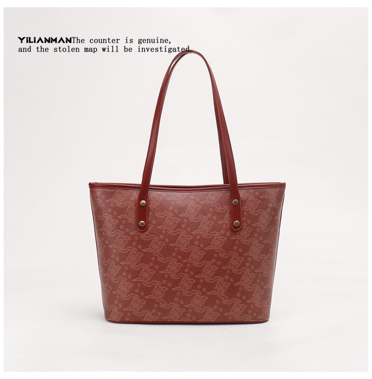 Versatile Daily Commute Spacious Tote Bag for Women, Large Capacity Red Shoulder & Top Handle Handbag, Roomy Large Bag for Work & Daily Use