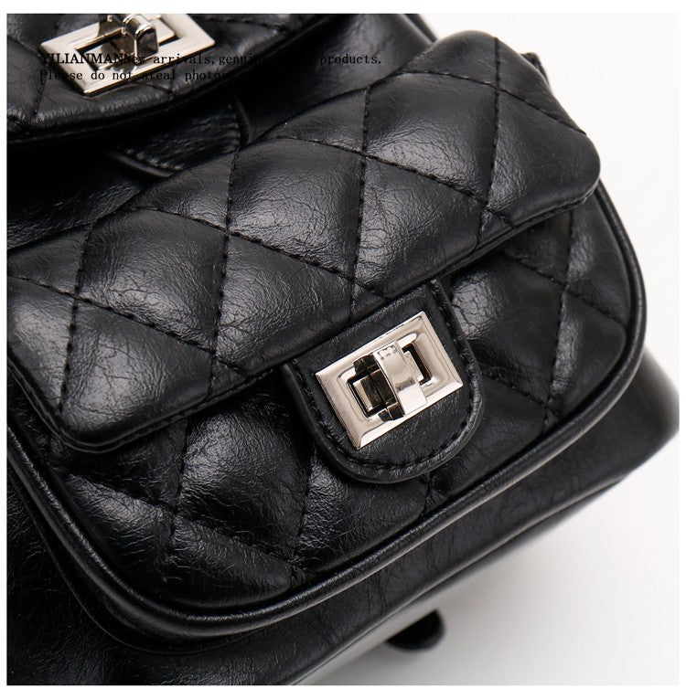 New Arrival Quilted Pattern Chain Backpack for Women, Niche Unique Design Small Shoulder Backpack, Multi-purpose Stylish Top Handle Bag