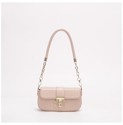 Peach Oolong French Style Baguette Underarm Bag for Women, Niche Unique High-End Texture Handbag, Versatile Chain Crossbody & Single Shoulder Bag