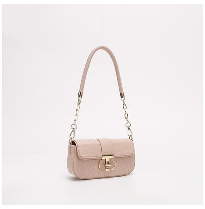 Peach Oolong French Style Baguette Underarm Bag for Women, Niche Unique High-End Texture Handbag, Versatile Chain Crossbody & Single Shoulder Bag