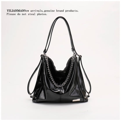 Women's Relaxed Vibe Chain Multi-Functional Tote Bag, Premium Texture Light Luxury Stylish Shoulder Bag, Versatile High-End Daily Commute Handbag