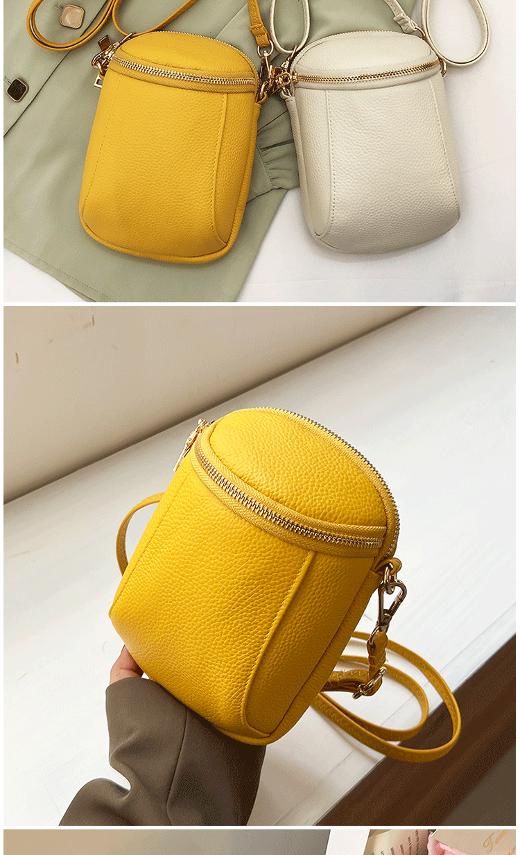 Women's Genuine Cowhide Leather Mini Bag, Trendy Versatile Soft Shoulder & Crossbody Bag, Multi-purpose Women's Cell Phone Bag with Soft Texture