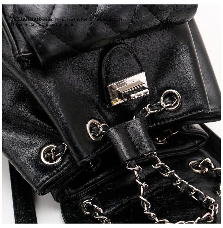 New Arrival Quilted Pattern Chain Backpack for Women, Niche Unique Design Small Shoulder Backpack, Multi-purpose Stylish Top Handle Bag