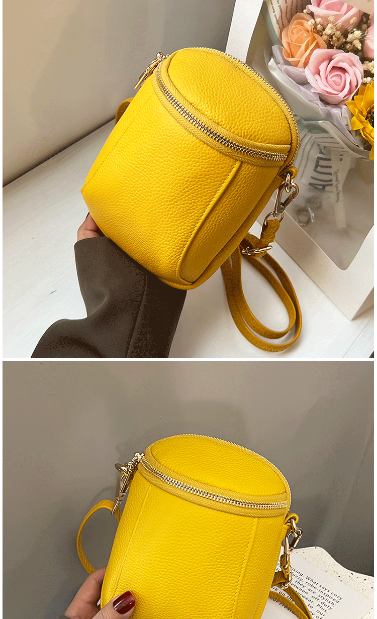 Women's Genuine Cowhide Leather Mini Bag, Trendy Versatile Soft Shoulder & Crossbody Bag, Multi-purpose Women's Cell Phone Bag with Soft Texture